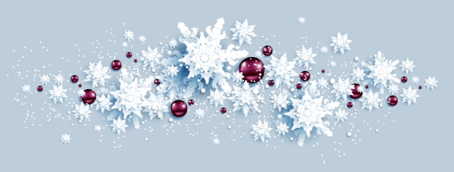 白色质感雪花和节日吊球矢量图16素材网精选