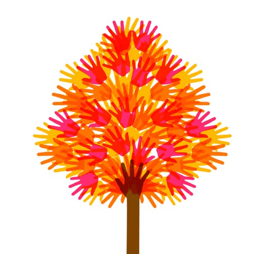 彩色手印树木矢量素材16设计网精选