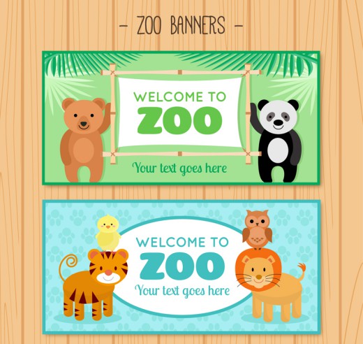 2款创意动物园宣传banner矢量素材素材天下精选