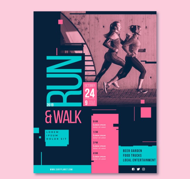 创意跑步健身女子传单矢量素材16图库网精选
