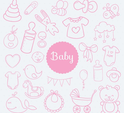 粉色婴儿用品无缝背景矢量图16图库网精选