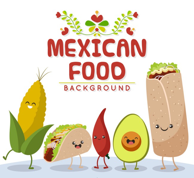 5款卡通墨西哥食物矢量素材普贤居素材网精选