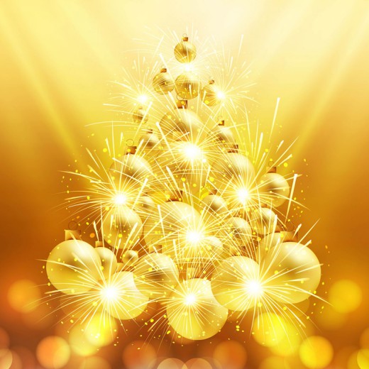 金色圣诞球组合圣诞树矢量图16图库网精选