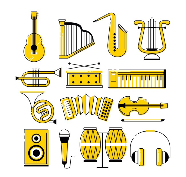 14款黄色乐器设计矢量素材16素材网精选
