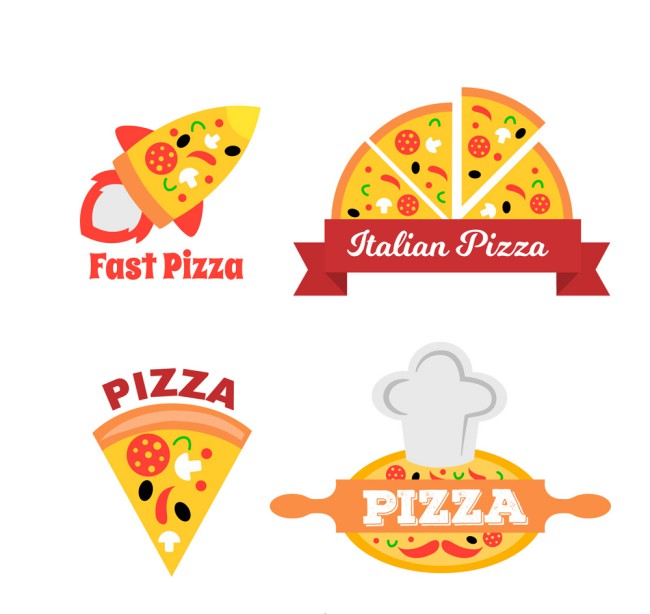 4款创意披萨店标签矢量素材16设计网精选