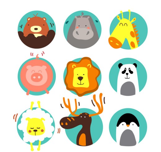 9款可爱卡通动物头像矢量图素材中国网精选