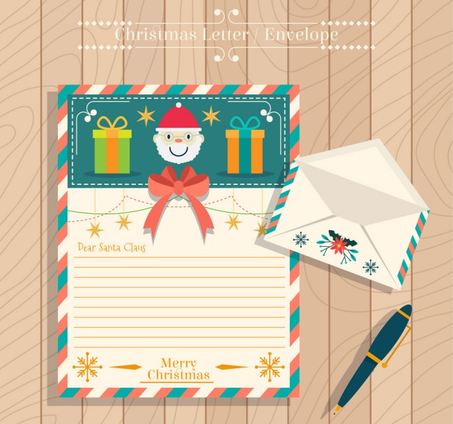 彩色圣诞信纸和信封矢量图素材中国网精选