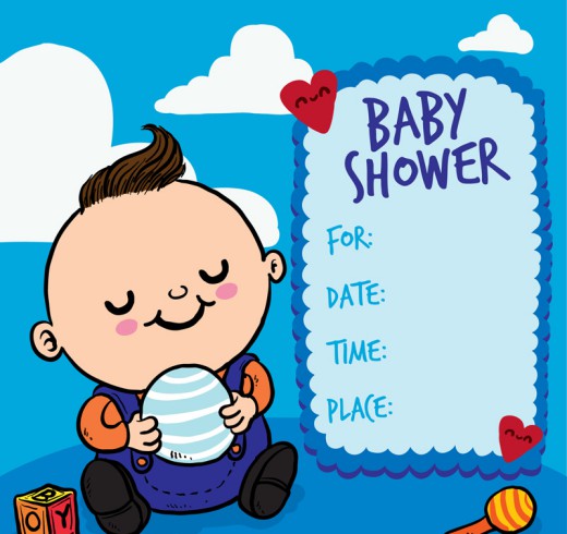 可爱男婴迎婴派对海报矢量图16设计网精选