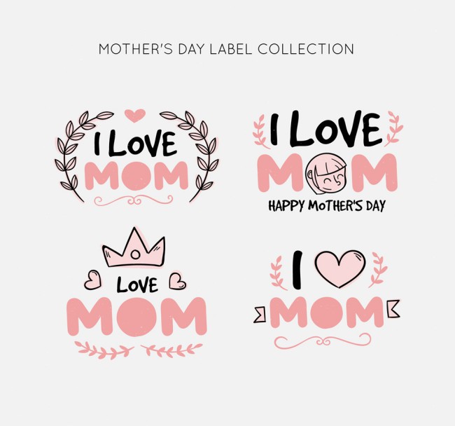 4款粉色母亲节标签设计矢量素材16图库网精选