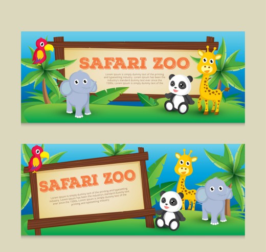 2款创意野生动物园banner矢量素材16素材网精选