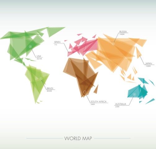 清新彩色世界地图矢量素材16设计网
