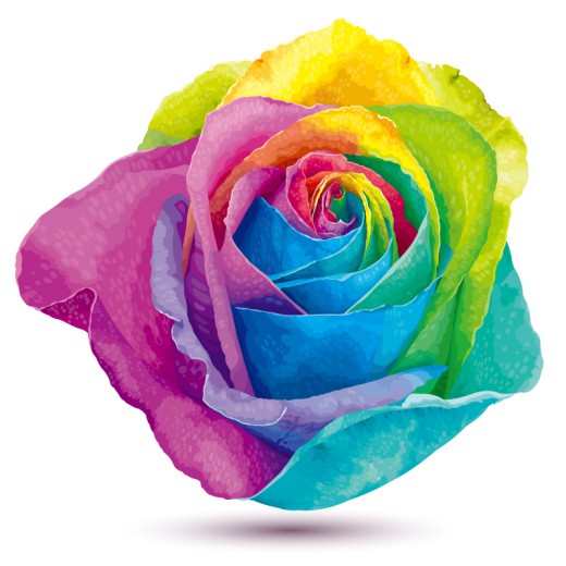 彩虹色玫瑰花矢量素材16素材网精选