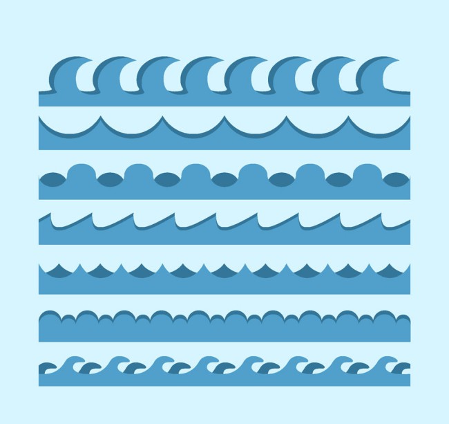 7款创意蓝色海浪矢量素材16素材网精选