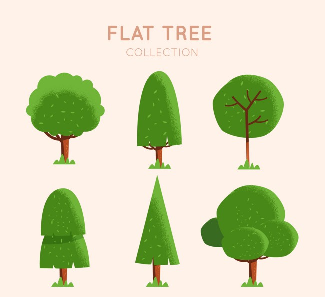 6款绿色扁平化树木矢量素材16图库网精选