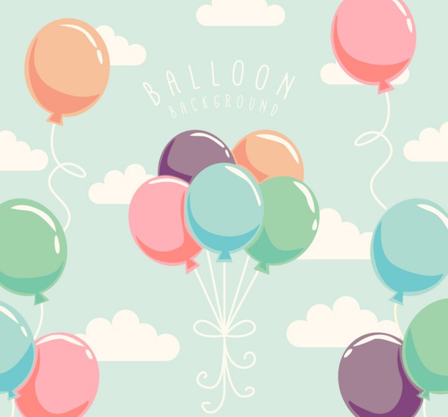 创意天空中的彩色气球束矢量素材16图库网精选