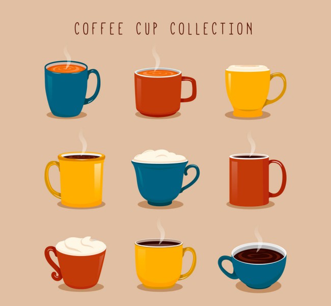 9款彩色杯装咖啡矢量素材16图库网精选