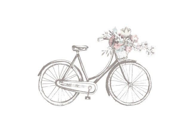 复古手绘装着鲜花的单车矢量素材16素材网精选