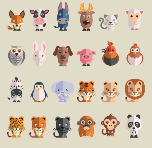 24款可爱卡通动物矢量素材素材中国