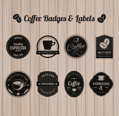 8款黑色咖啡标签设计矢量素材16图库网精选