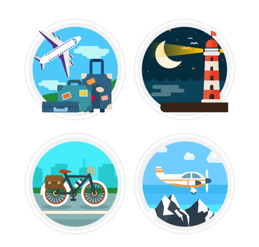 4款圆形旅行标签矢量素材素材中国网精选