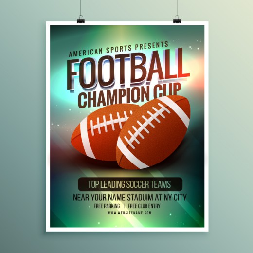 美式橄榄球赛海报矢量素材16设计网精选