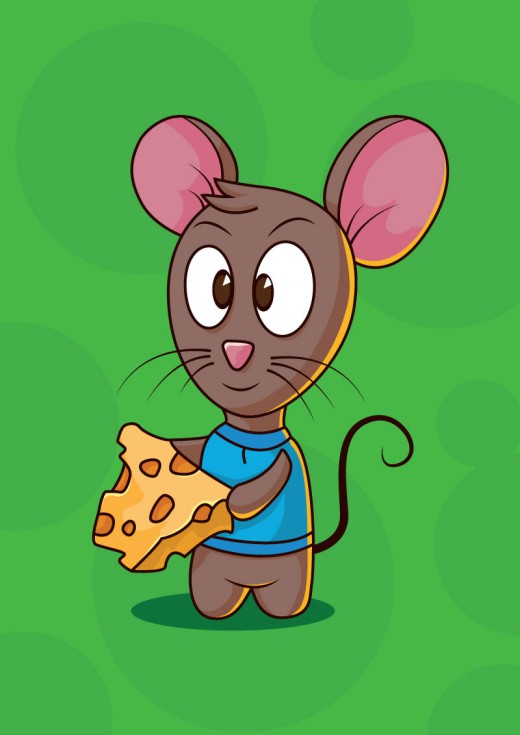 卡通吃奶酪的老鼠矢量素材普贤居素材网精选