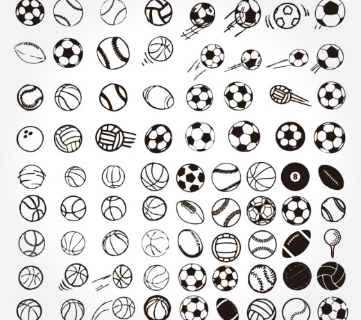 77款手绘球类设计矢量素材16素材网精选