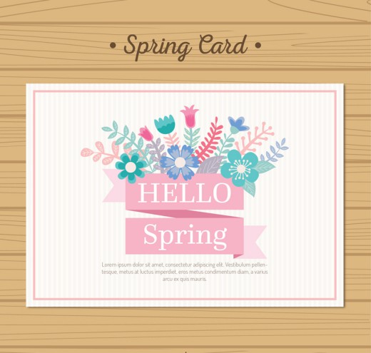 彩色春季花卉卡片矢量素材16图库网精选