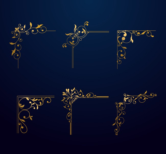 6款金色花纹花边矢量素材素材中国网精选