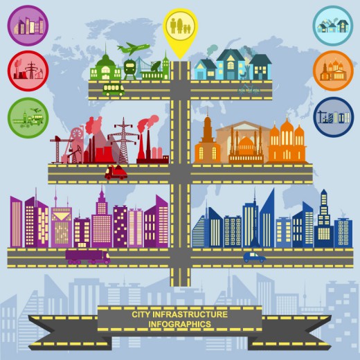 创意城市基础设施信息图矢量素材16