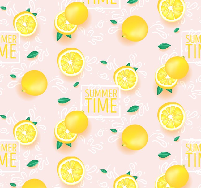 夏季柠檬无缝背景矢量素材16图库网精选