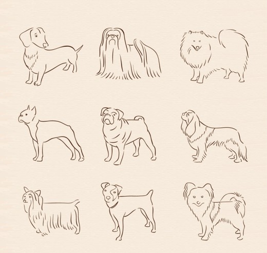 9款手绘线条宠物狗设计矢量素材普