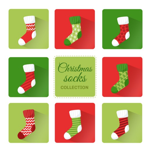 8款彩色圣诞袜矢量素材素材中国网精选