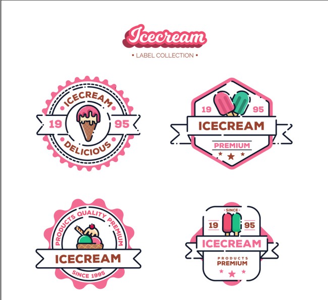 4款粉色冰淇淋标签设计矢量图16设计网精选