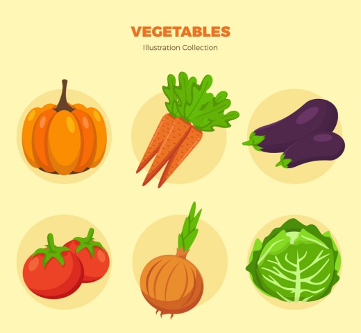 6款常见彩色蔬菜矢量素材普贤居素材网精选