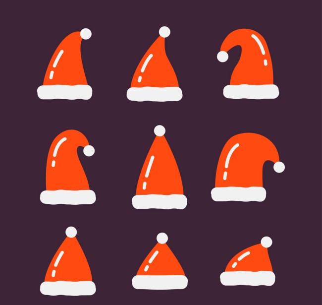 9款精美圣诞帽设计矢量图16图库网精选
