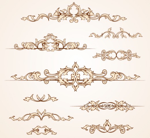 10款复古欧式花纹设计矢量素材素材