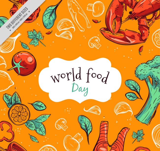 彩绘世界食品日蔬菜海鲜矢量素材素材中国网精选