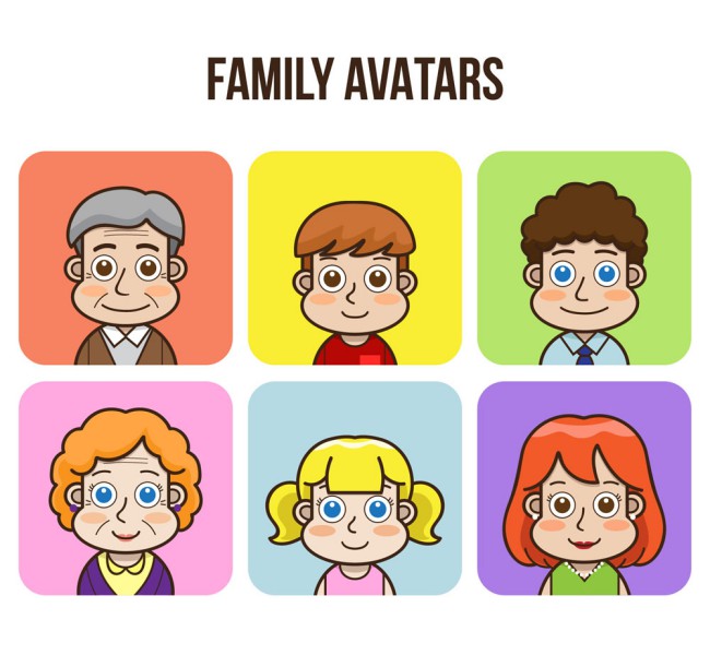 6款可爱家族人物头像矢量图16素材网精选