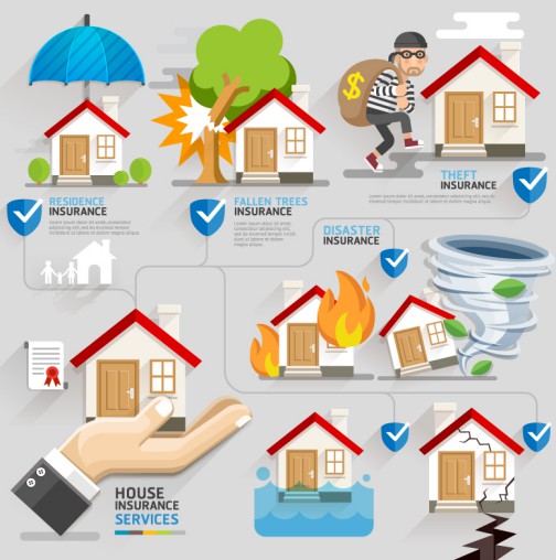 创意房屋保险信息图矢量素材16素材