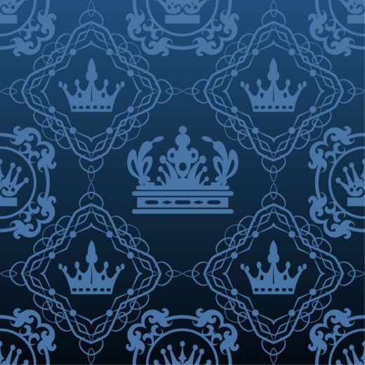 蓝色皇冠无缝背景矢量素材16素材网精选