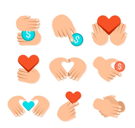 9款创意手与爱心慈善标志矢量图普