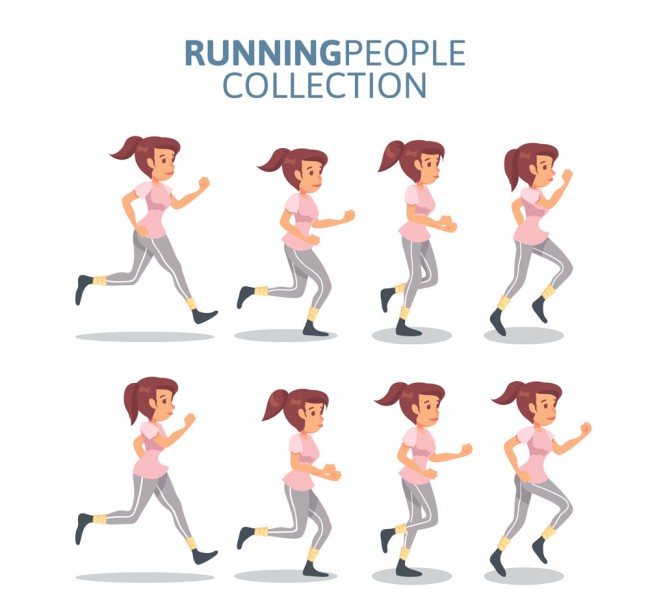 8款创意跑步女子矢量素材16图库网精选