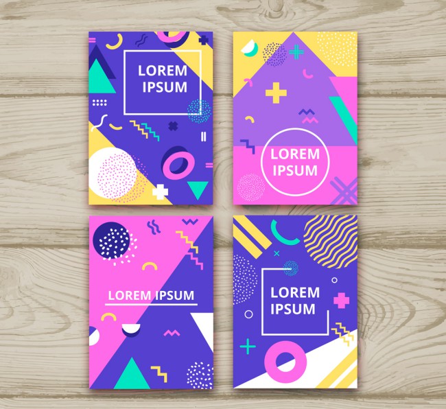 4款紫色抽象图案卡片矢量素材16素