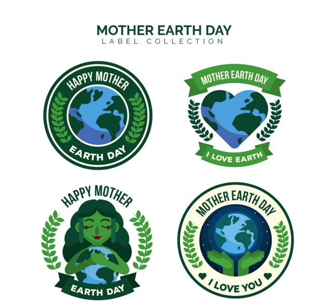 4款创意世界地球日标签设计矢量图普贤居素材网精选