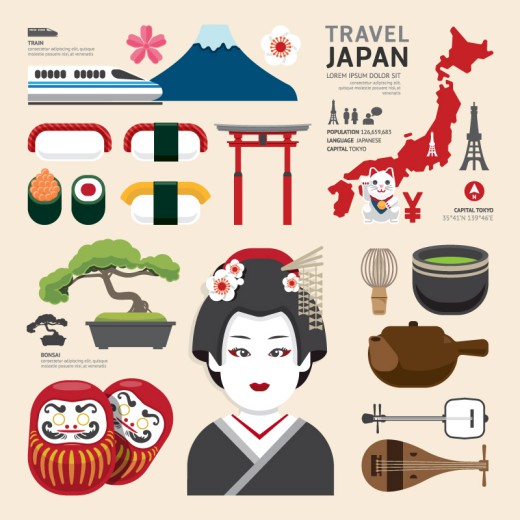 20款日本旅游与文化元素矢量素材普贤居素材网精选