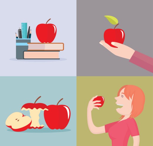 4款创意红苹果插画矢量素材16设计网精选