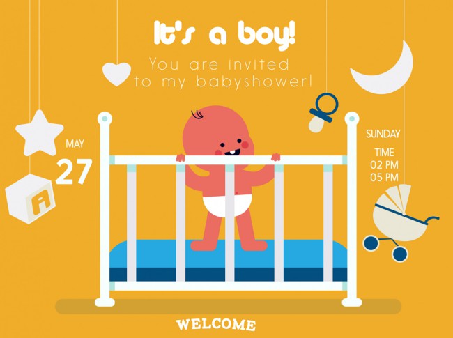创意婴儿迎婴海报矢量素材16设计网精选
