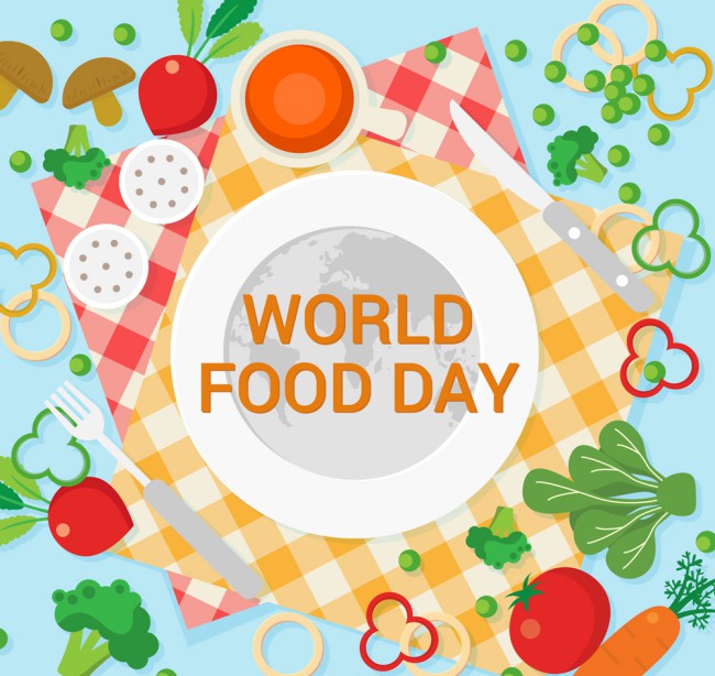 创意世界粮食日餐盘和食物矢量素材16图库网精选