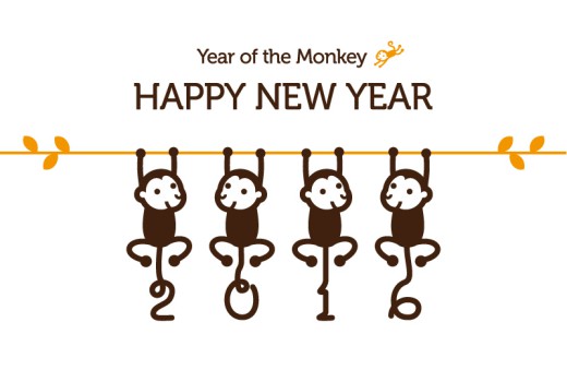 2016年可爱猴子贺卡矢量素材16图库网精选